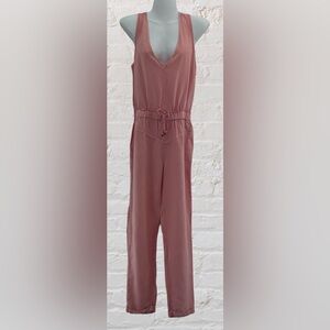 Young Fabulous & Broke Jumpsuit Sz S Pink Drawstring Linen Cottagecore Boho Chic